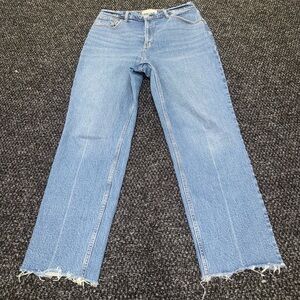 Abercrombie 90s Straight Ultra High Rise Curve Love Jeans 31 12S Short Raw Hem